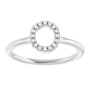 Sterling Silver .06 CTW Natural Diamond Initial O Ring