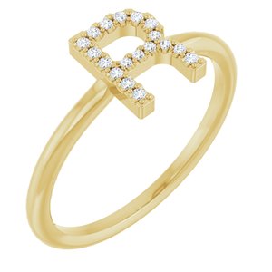 14K Yellow Gold .06 CTW Natural Diamond Initial R Ring