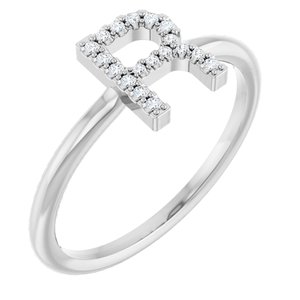 Sterling Silver .06 CTW Natural Diamond Initial R Ring