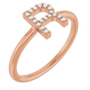 14K Rose Gold .06 CTW Natural Diamond Initial R Ring