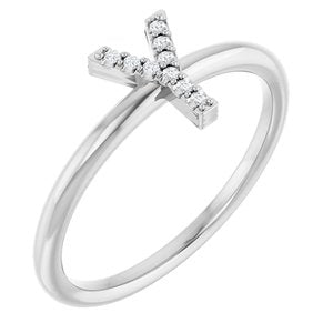 14K White Gold .03 CTW Natural Diamond Initial Y Ring