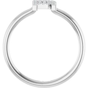 14K White Gold .06 CTW Natural Diamond Initial R Ring
