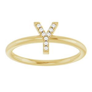 14K Yellow Gold .03 CTW Natural Diamond Initial Y Ring