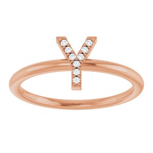 14K Rose Gold .03 CTW Natural Diamond Initial Y Ring