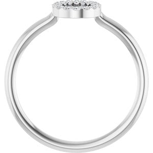 Sterling Silver .06 CTW Natural Diamond Initial O Ring