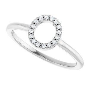 14K White Gold .06 CTW Natural Diamond Initial O Ring