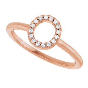 14K Rose Gold .06 CTW Natural Diamond Initial O Ring