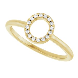 14K Yellow Gold .06 CTW Natural Diamond Initial O Ring