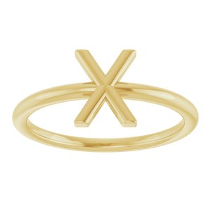 14K Yellow Gold Initial X Ring