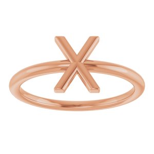 14K Rose Gold Initial X Ring