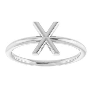 Sterling Silver Initial X Ring
