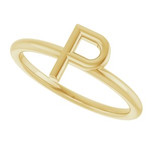 14K Yellow Gold Initial P Ring