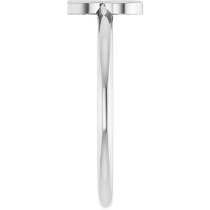 14K White Gold Initial R Ring