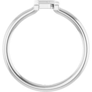 14K White Gold Initial R Ring