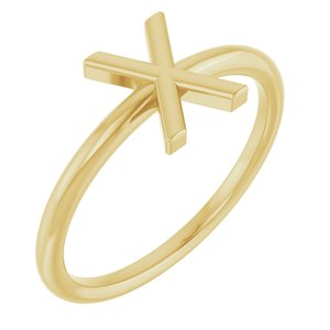 14K Yellow Gold Initial X Ring