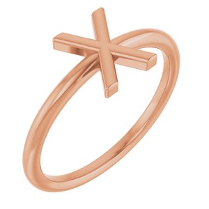 14K Rose Gold Initial X Ring