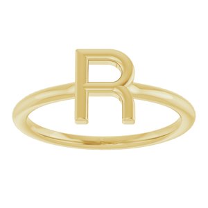 14K Yellow Gold Initial R Ring