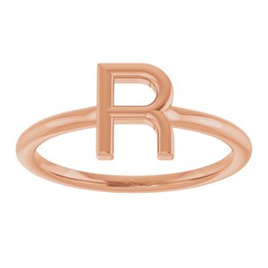 14K Rose Gold Initial R Ring