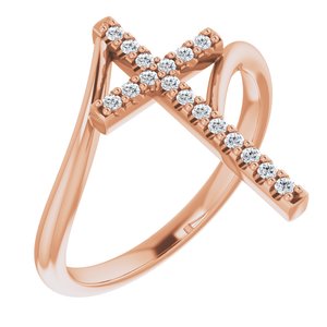 14K Rose Gold 1/8 CTW Natural Diamond Cross Ring