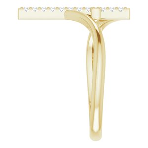 14K Yellow Gold 1/8 CTW Natural Diamond Cross Ring