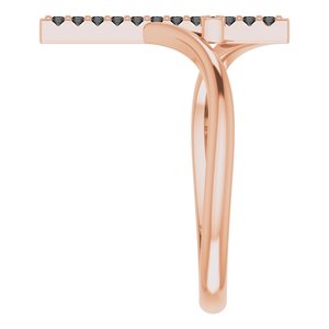 14K Rose Gold 1/8 CTW Natural Black Diamond Cross Ring