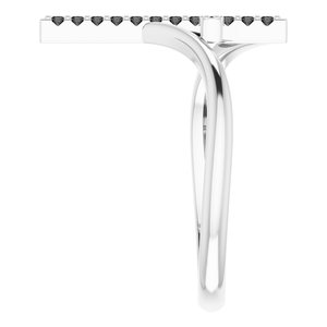 14K White Gold 1/8 CTW Natural Black Diamond Cross Ring