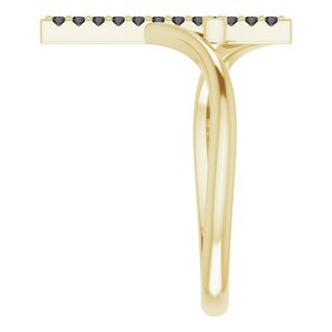 14K Yellow Gold 1/8 CTW Natural Black Diamond Cross Ring