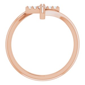 14K Rose Gold 1/8 CTW Natural Diamond Cross Ring