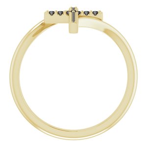 14K Yellow Gold 1/8 CTW Natural Black Diamond Cross Ring