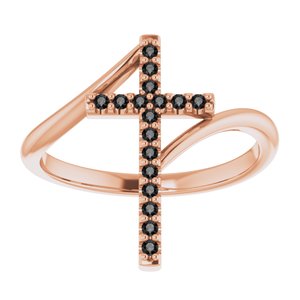 14K Rose Gold 1/8 CTW Natural Black Diamond Cross Ring