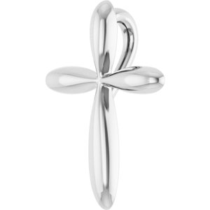 14K White Gold 14.65x11.2 mm Cross Pendant