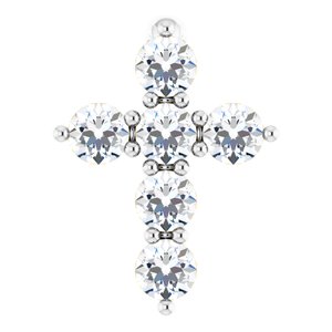 14K White Gold 1/6 CTW Natural Diamond Cross Pendant