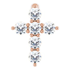 14K Rose Gold 1/6 CTW Lab-Grown Diamond Cross Pendant
