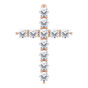 14K Rose Gold 1/4 CTW Lab-Grown Diamond Cross Pendant