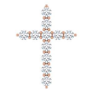 14K Rose Gold 3/8 CTW Natural Diamond Cross Pendant