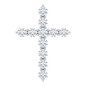 14K White Gold 3/8 CTW Lab-Grown Diamond Cross Pendant