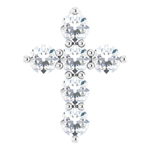 14K White Gold 1/4 CTW Natural Diamond Cross Pendant