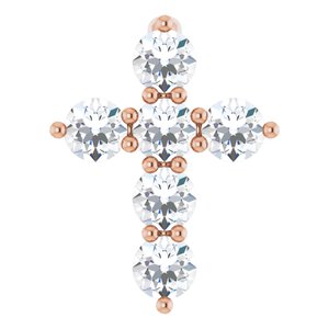 14K Rose Gold 1/4 CTW Lab-Grown Diamond Cross Pendant