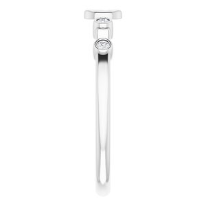 14K White Gold .05 CTW Natural Diamond Stackable Cross Ring