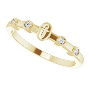 14K Yellow Gold .05 CTW Natural Diamond Stackable Cross Ring
