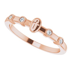 14K Rose Gold .05 CTW Natural Diamond Stackable Cross Ring
