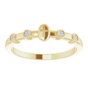14K Yellow Gold .05 CTW Natural Diamond Stackable Cross Ring