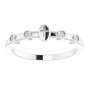 Platinum .05 CTW Natural Diamond Stackable Cross Ring