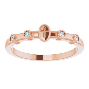 14K Rose Gold .05 CTW Natural Diamond Stackable Cross Ring