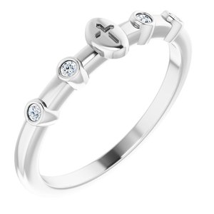 Platinum .05 CTW Natural Diamond Stackable Cross Ring