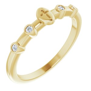 14K Yellow Gold .05 CTW Natural Diamond Stackable Cross Ring