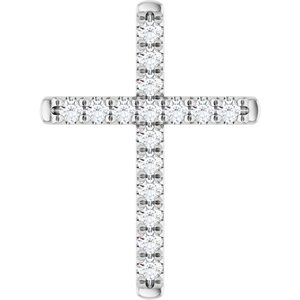 14K White Gold 1/2 CTW Natural Diamond French-Set Cross Pendant