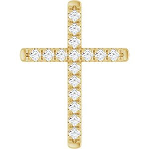 14K Yellow Gold 1/2 CTW Natural Diamond French-Set Cross Pendant