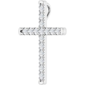 Platinum 1/2 CTW Natural Diamond French-Set Cross Pendant