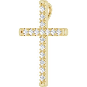 14K Yellow Gold 1/2 CTW Natural Diamond French-Set Cross Pendant